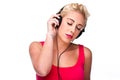 Young woman listening to music with eyes closed Royalty Free Stock Photo
