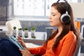 Young woman listening to music Royalty Free Stock Photo