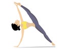 Young woman with lithe figure doing sport or yoga exercises illustration