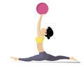 Young woman does exercises with the ball illustration Royalty Free Stock Photo