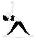 Young woman with lithe figure doing sport or yoga exercises illustration