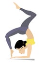 Young woman with lithe figure doing sport or yoga exercises illustration