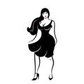 A young woman in little black fluffy dress on white background Royalty Free Stock Photo