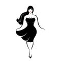 A young woman in little black fluffy dress on white background Royalty Free Stock Photo