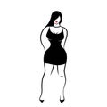 A young woman in little black tight dress Royalty Free Stock Photo