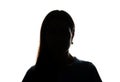 Young woman look ahead with flowing hair - horizontal silhouette Royalty Free Stock Photo