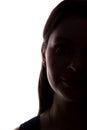 Young woman look ahead with flowing hair - horizontal silhouette Royalty Free Stock Photo