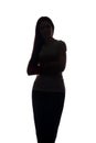 Young woman look ahead with flowing hair - vertical silhouette Royalty Free Stock Photo