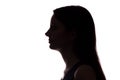 Young woman look ahead - horizontal silhouette Royalty Free Stock Photo