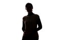 Young woman look ahead - horizontal silhouette Royalty Free Stock Photo