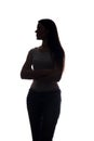 Young woman look ahead - vertical silhouette Royalty Free Stock Photo