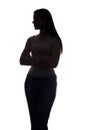 Young woman look ahead - vertical silhouette Royalty Free Stock Photo