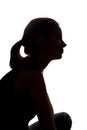 Young woman look ahead - vertical silhouette Royalty Free Stock Photo