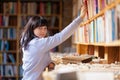 Young Woman Looking At Books In A Bookstore Royalty Free Stock Photo