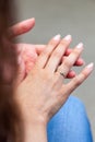 Woman admiring her engagement ring Royalty Free Stock Photo