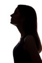 Young woman looking up - vertical silhouette