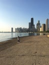 Chicago skyline reflected in the lake