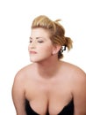 Young woman with low cut dress showing cleavage Royalty Free Stock Photo