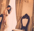 Young woman in luxury house interior Royalty Free Stock Photo