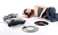 Young Woman Lying on the Floor Listening Music Royalty Free Stock Photo