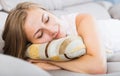 Young woman sleeping on sofa Royalty Free Stock Photo