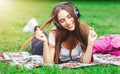 Young Woman Listening Music In Headphones Royalty Free Stock Photo