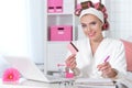 Young woman making online shopping Royalty Free Stock Photo