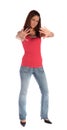 Young woman making a repelling gesture Royalty Free Stock Photo