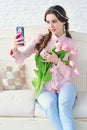 Young woman making selfie Royalty Free Stock Photo