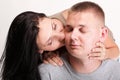 The young woman and the man in passionate embraces Royalty Free Stock Photo