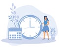 Young woman marks the date of her period in the online calendar. App for tracking menstrual cycle and ovulation, delayed