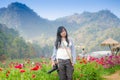 Young Woman Meadow of Flowers