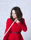 A young woman and a measuring band Royalty Free Stock Photo