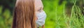 Young woman in a medical mask because of an allergy to ragweed BANNER, long format Royalty Free Stock Photo
