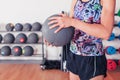 Young woman with medicine ball Royalty Free Stock Photo