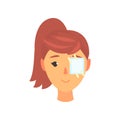 Young woman with medicine plaster patch on her eye, ophthalmology concept cartoon vector Illustration Royalty Free Stock Photo