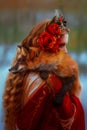 Woman in medieval clothes with a fox Royalty Free Stock Photo