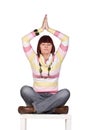 Young woman meditating cross-legged, isolated Royalty Free Stock Photo