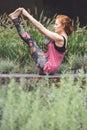 Woman in sitting yoga position