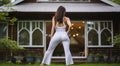 young woman meditating in yoga pose in nthe nature, woman meditating in nature, woman doing yoga exercise