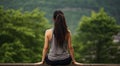 young woman meditating in yoga pose in nthe nature, woman meditating in nature, woman doing yoga exercise