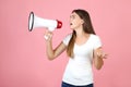 Young woman with megaphone