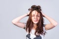 Young woman with messy tousled hair Royalty Free Stock Photo