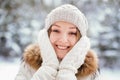 Young Woman in Mittens Royalty Free Stock Photo
