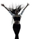 Young woman modern ballet dancer dancing isolated white background silhouette shadow Royalty Free Stock Photo