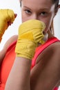 Woman's punch defies male strength stereotype Royalty Free Stock Photo