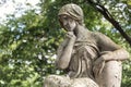 Young woman monument on a tomb at a graveyard in Budapest, Hungary Royalty Free Stock Photo