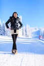 Young woman on the mountain at winter Royalty Free Stock Photo