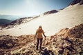 Young Woman mountaineering outdoor Travel Lifestyle Royalty Free Stock Photo