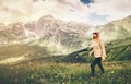 Young Woman mountaineering Travel Lifestyle concept Summer vacations outdoor Royalty Free Stock Photo